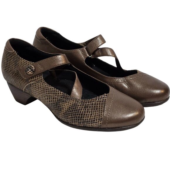 Aravon Portia Brown Leather Mary Jane Shoes Low Heel Size 9.5B Comfort Low Heel - Picture 2 of 8